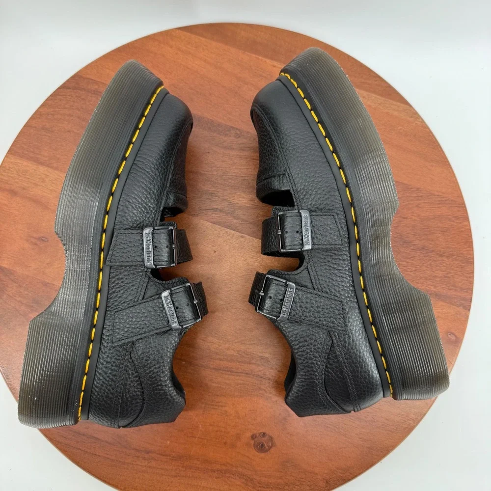 Dr. Martens Buzz MJ Mary Jane Women Black Milled Nappa Platform Buckle US 8